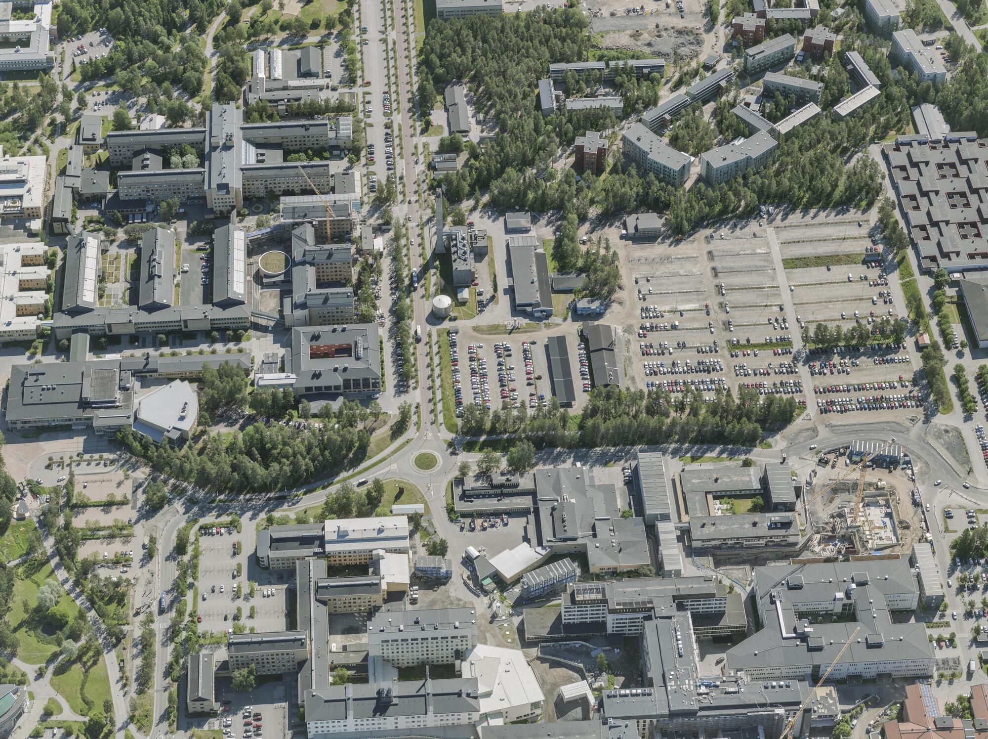 Flygbild över Universitets- och sjukhusområdet i Umeå #57