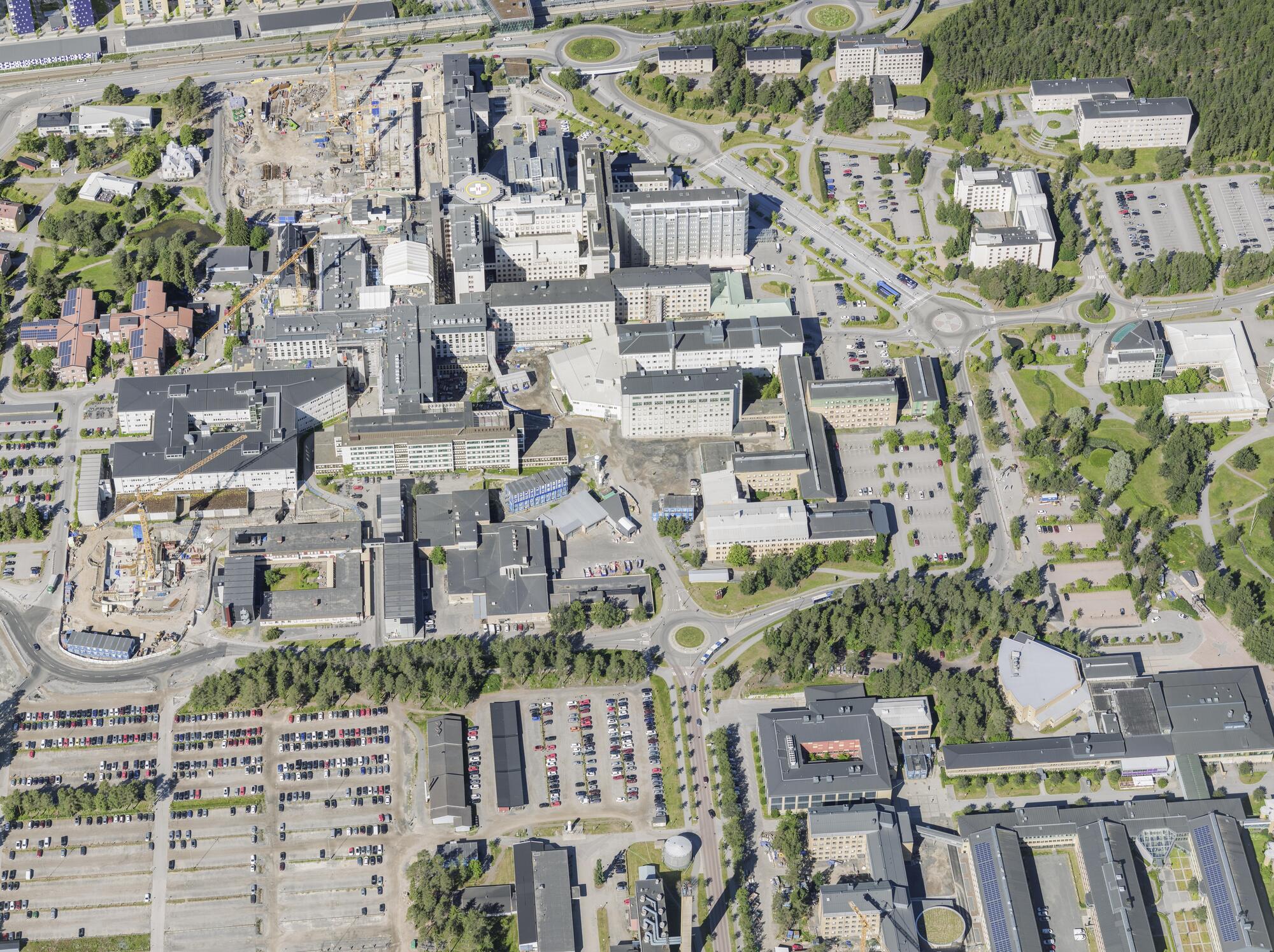 Flygbild över Universitets- och sjukhusområdet i Umeå #9