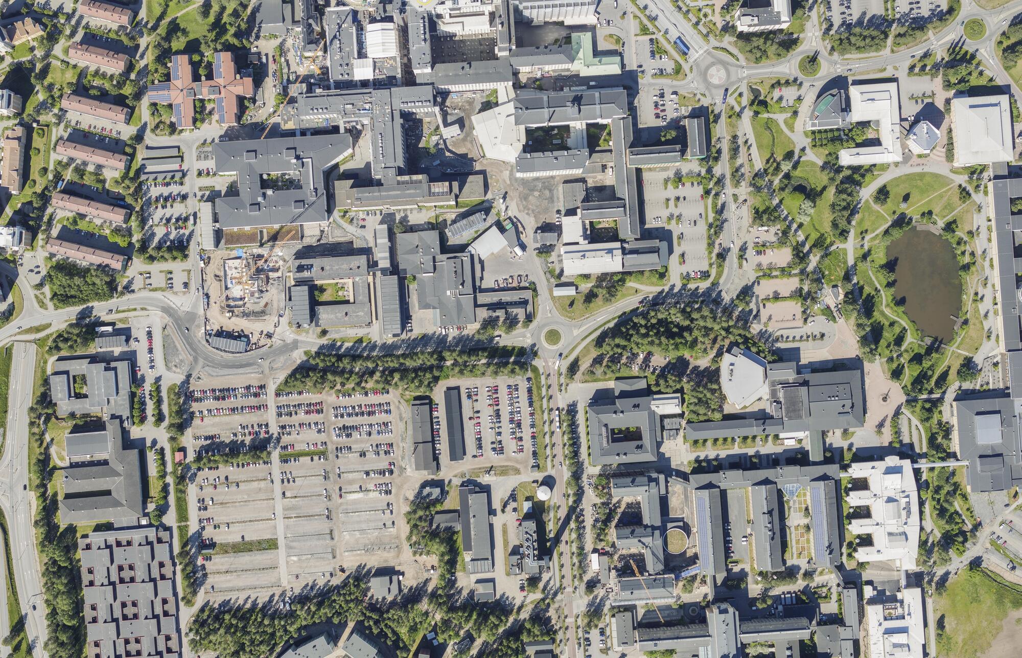 Flygbild över Universitets- och sjukhusområdet i Umeå #12