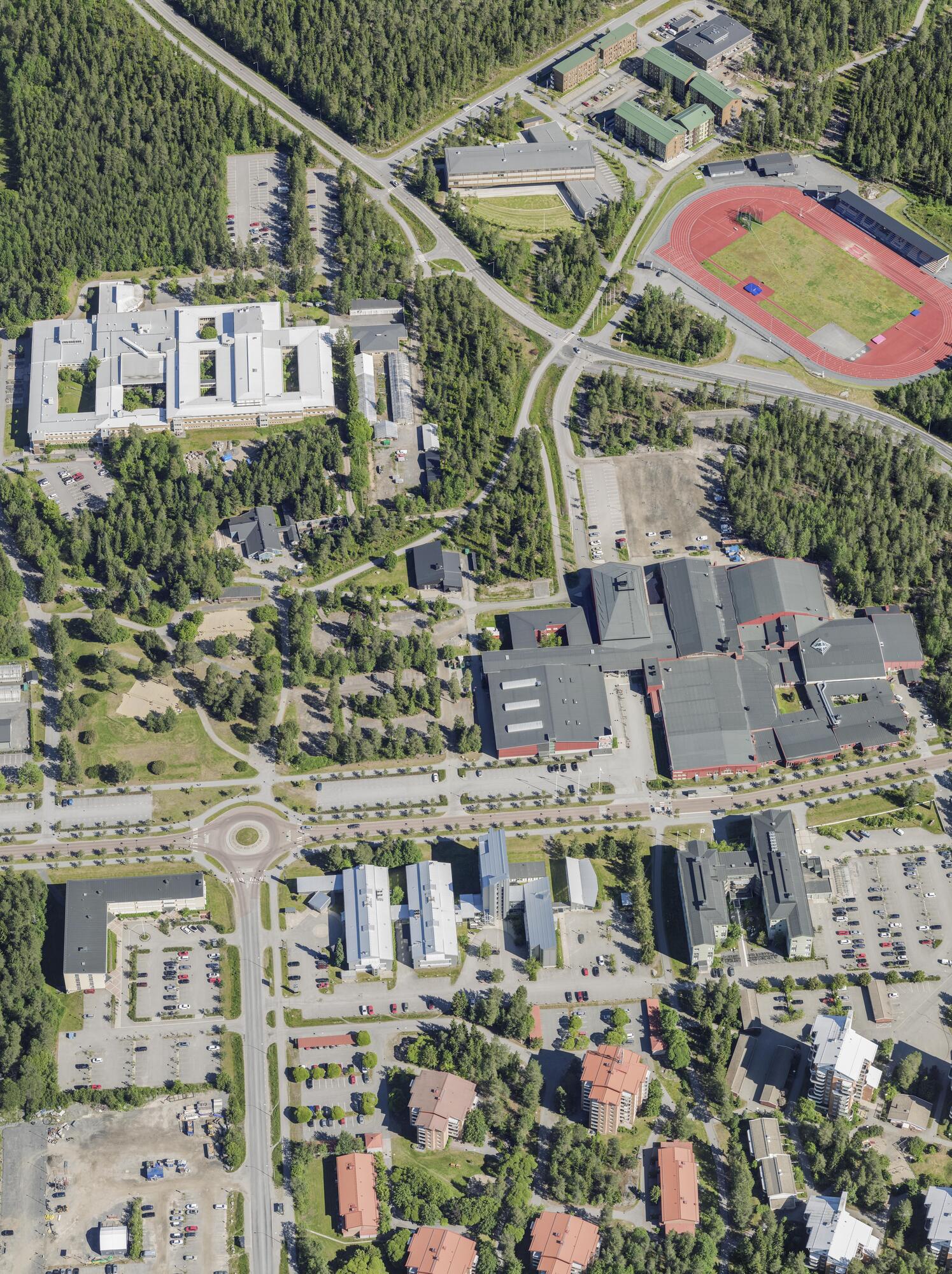 Flygbild över Universitets- och sjukhusområdet i Umeå #34