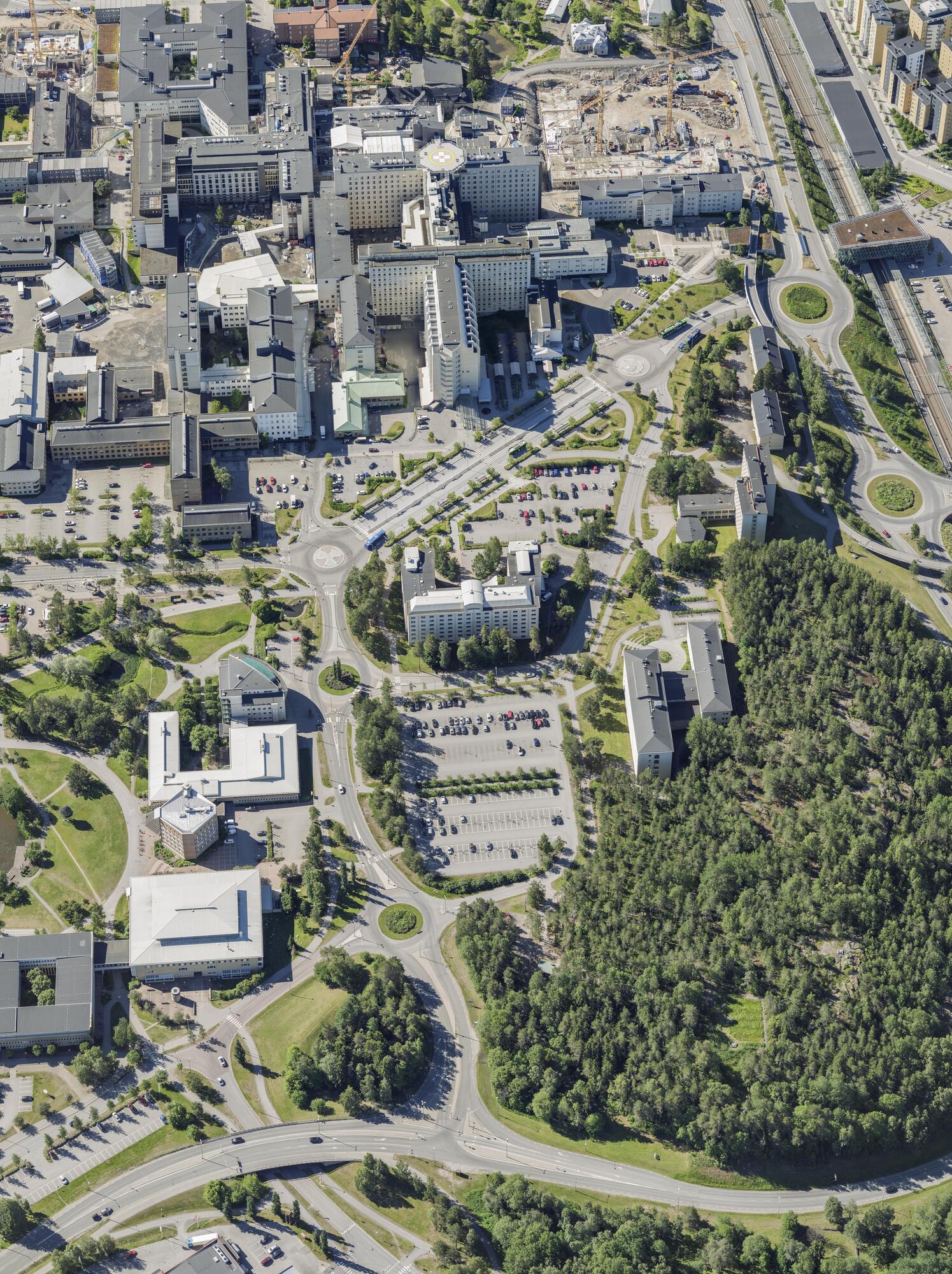 Flygbild över Universitets- och sjukhusområdet i Umeå #20