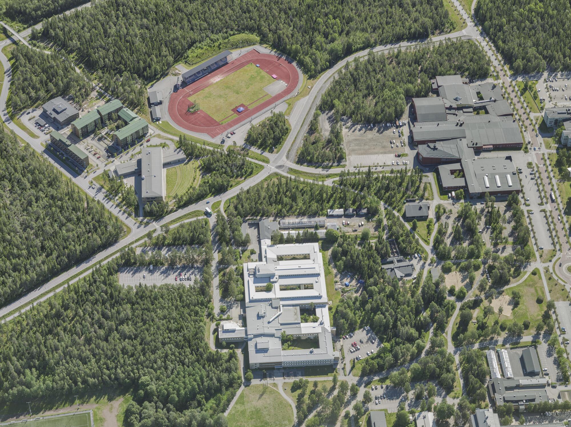 Flygbild över Universitets- och sjukhusområdet i Umeå #20