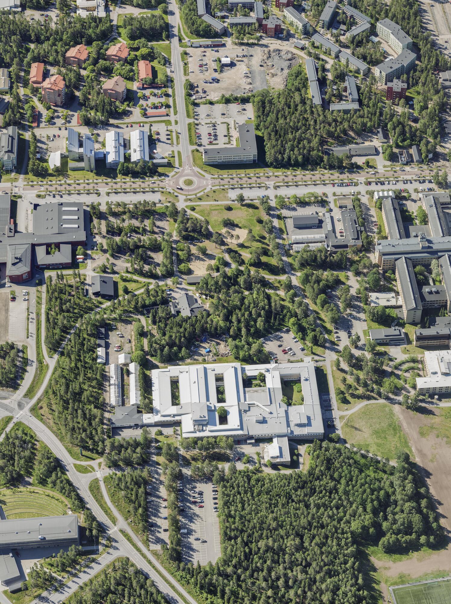 Flygbild över Universitets- och sjukhusområdet i Umeå #25