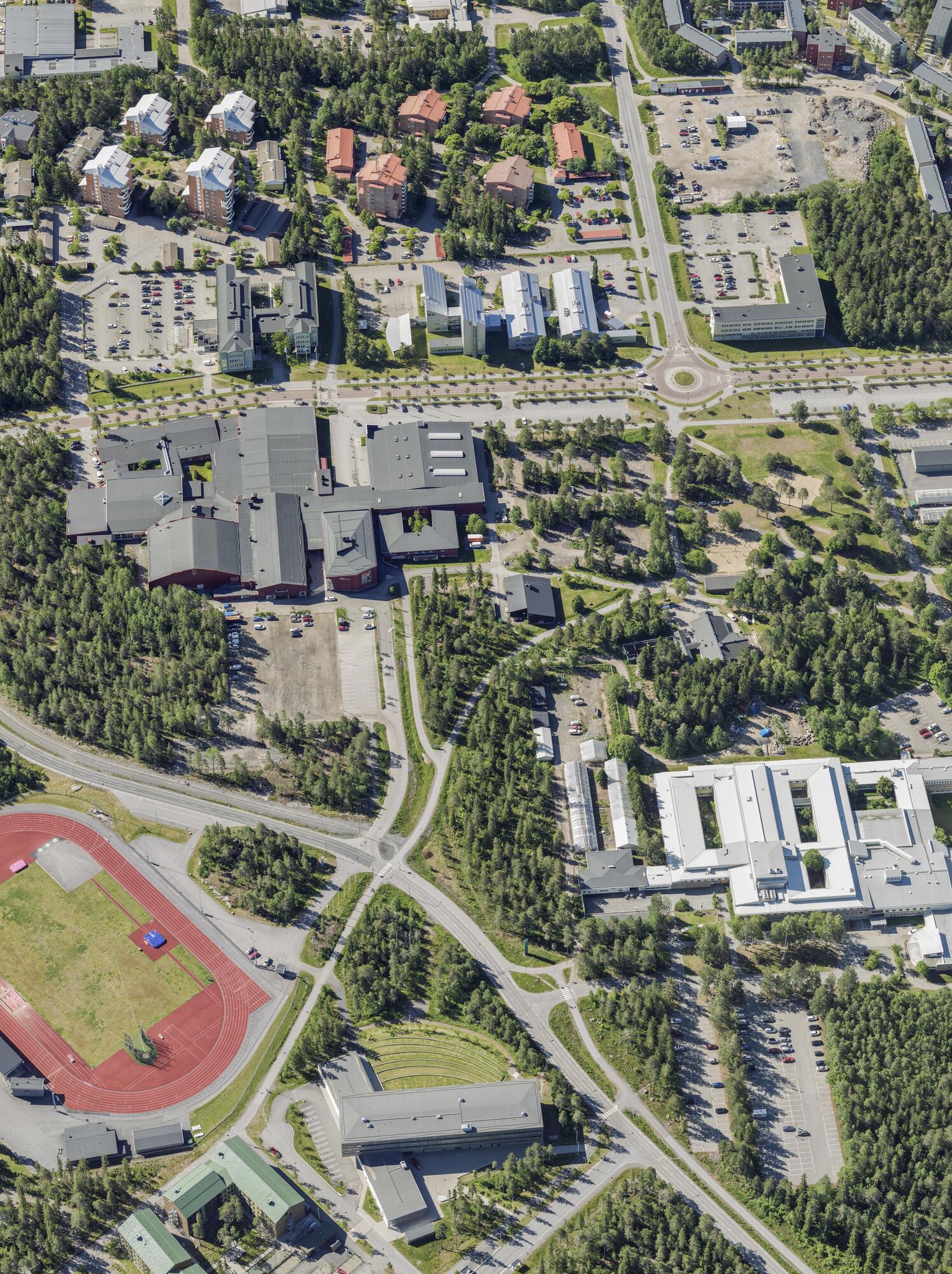 Flygbild över Universitets- och sjukhusområdet i Umeå #24