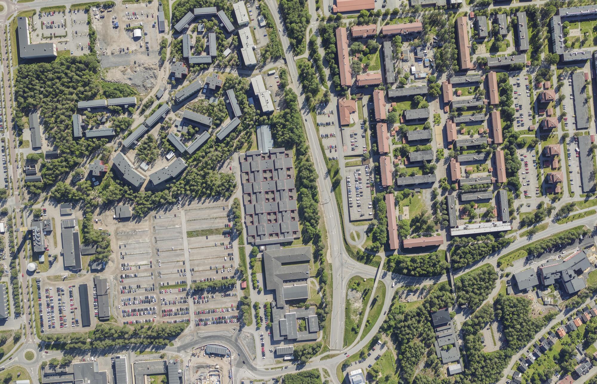 Flygbild över Universitets- och sjukhusområdet i Umeå #16