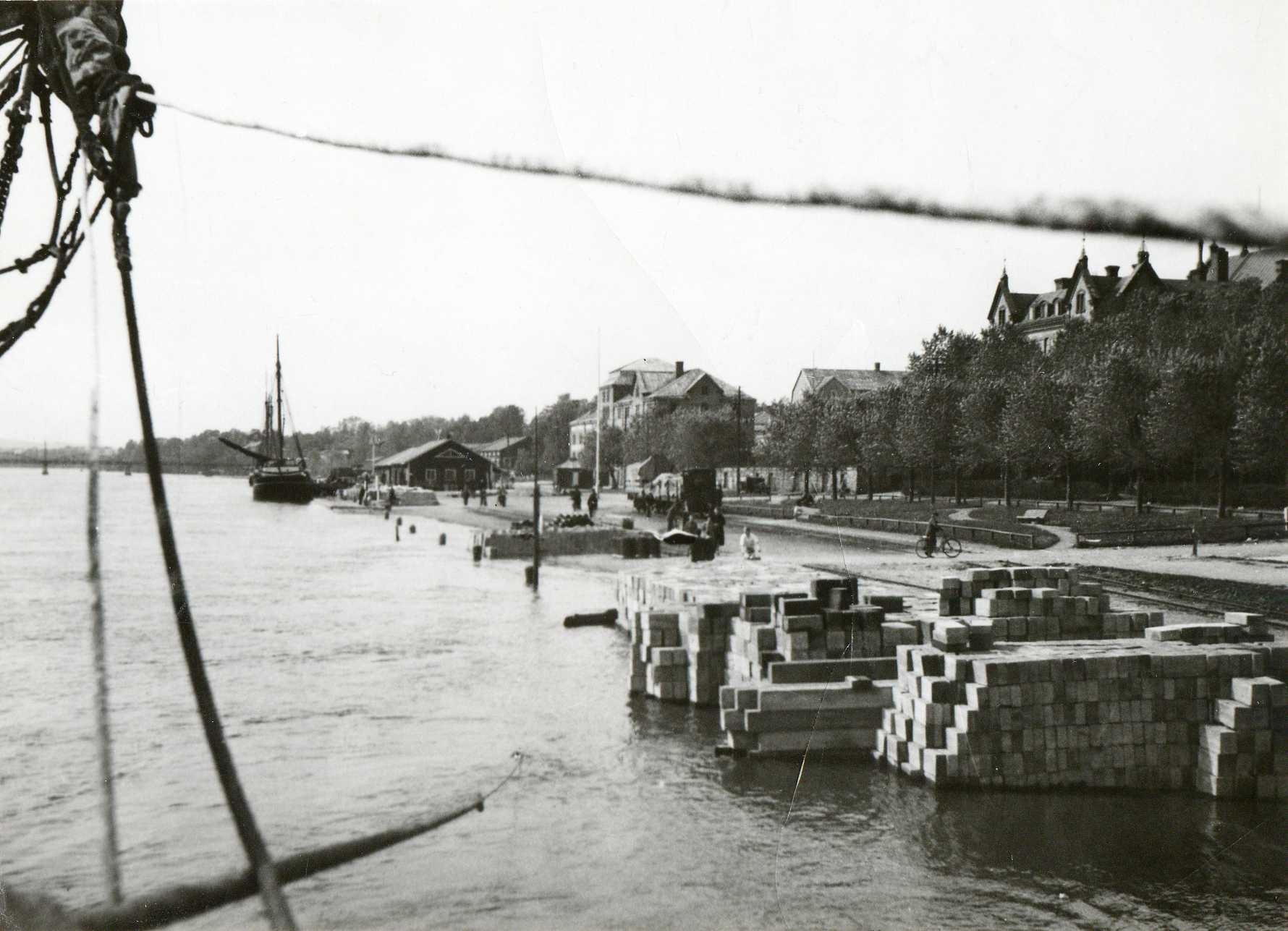 Översvämning Umeälven 1938 nedanför Rådhusparken