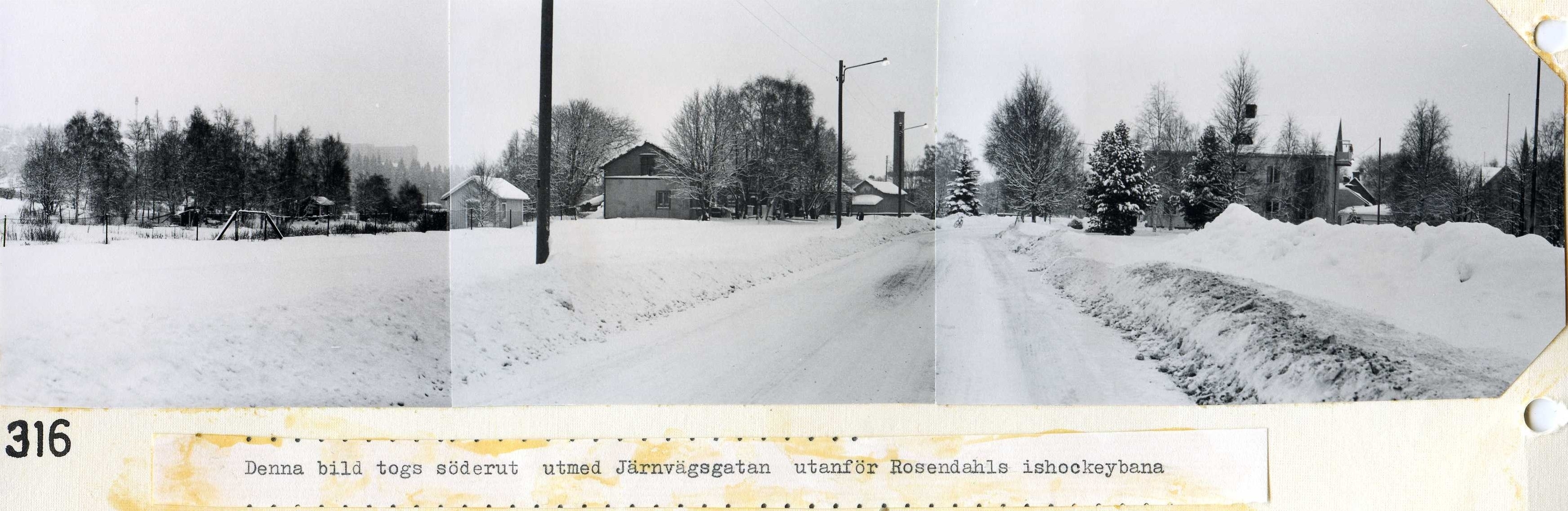 Järnvägsgatan söderut vid Rosendahls isbana 1960-tal