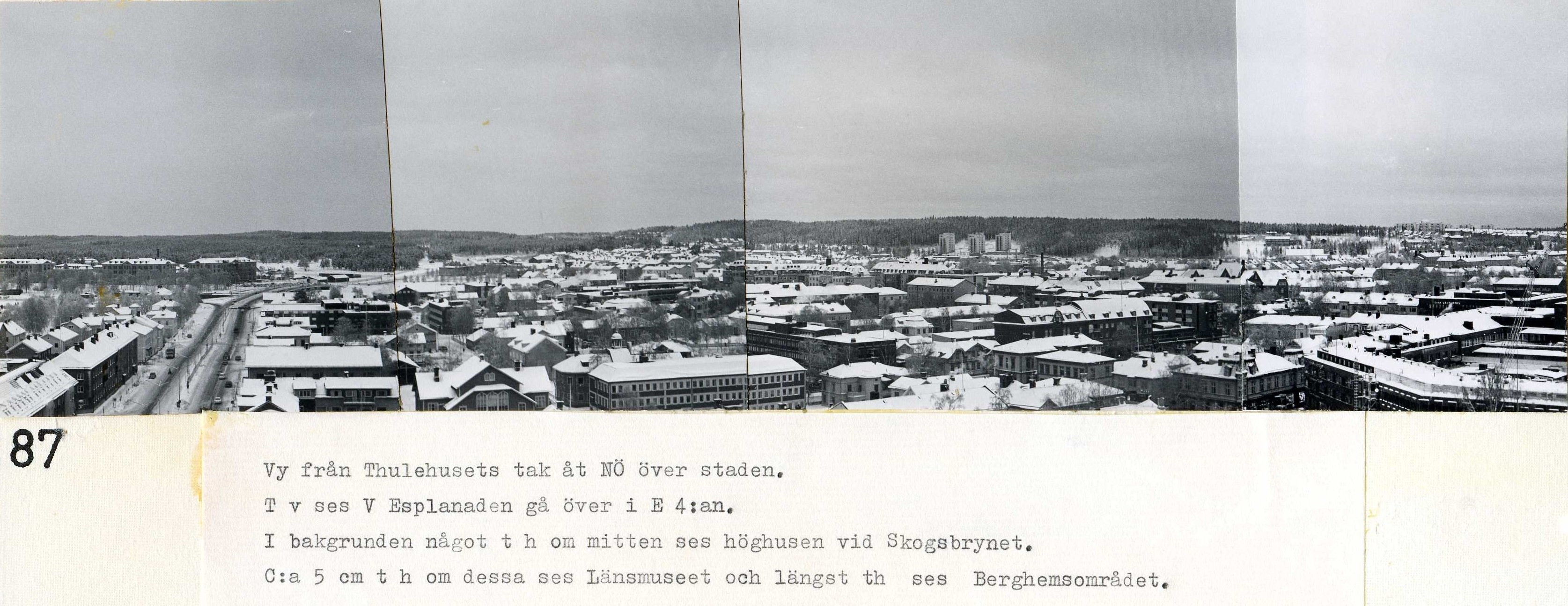 Vy åt nordöst över staden från Thulehusets tak 1960-tal