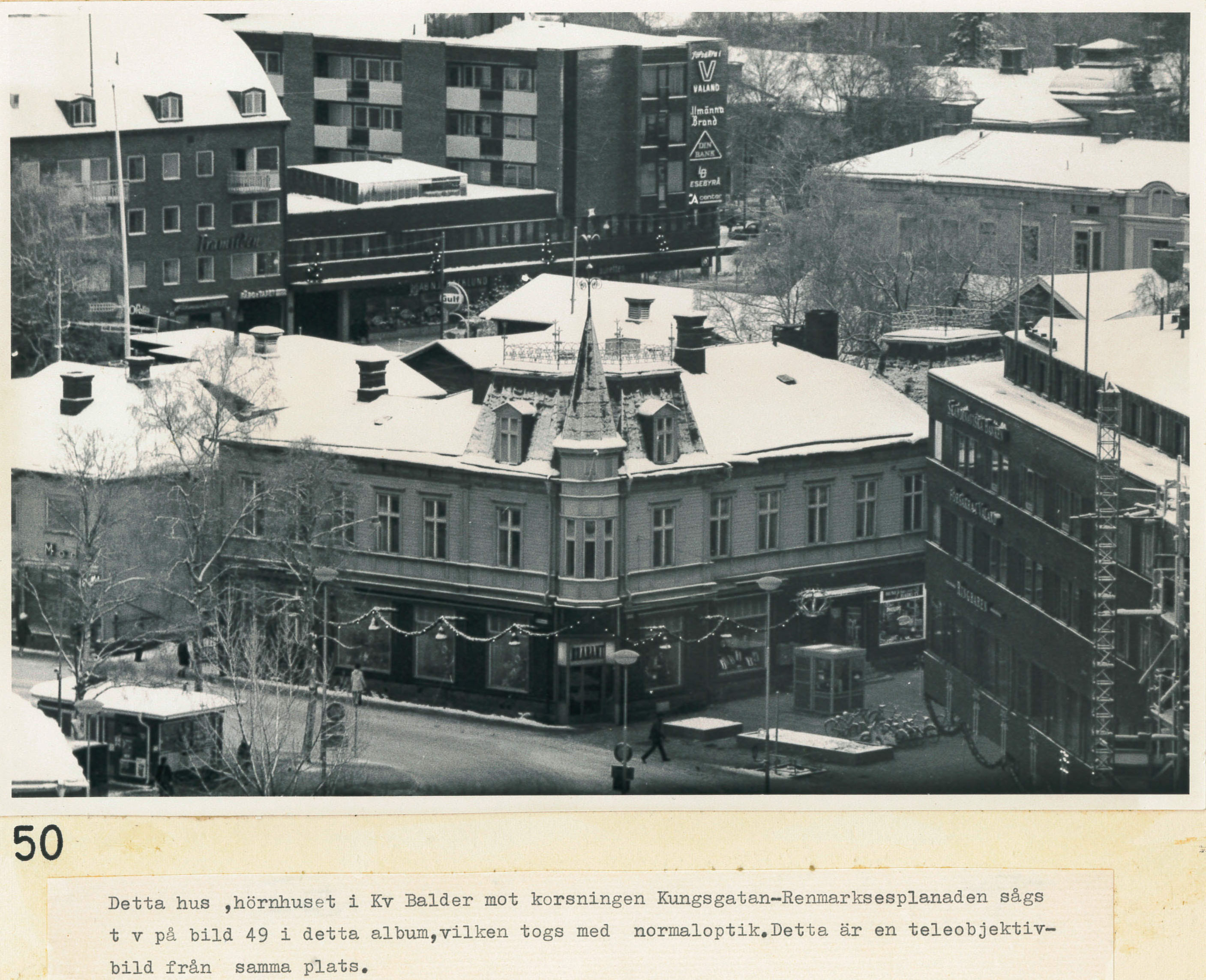 Hörnhuset i kv Balder Renmarksesplanaden-Kungsgatan 1969