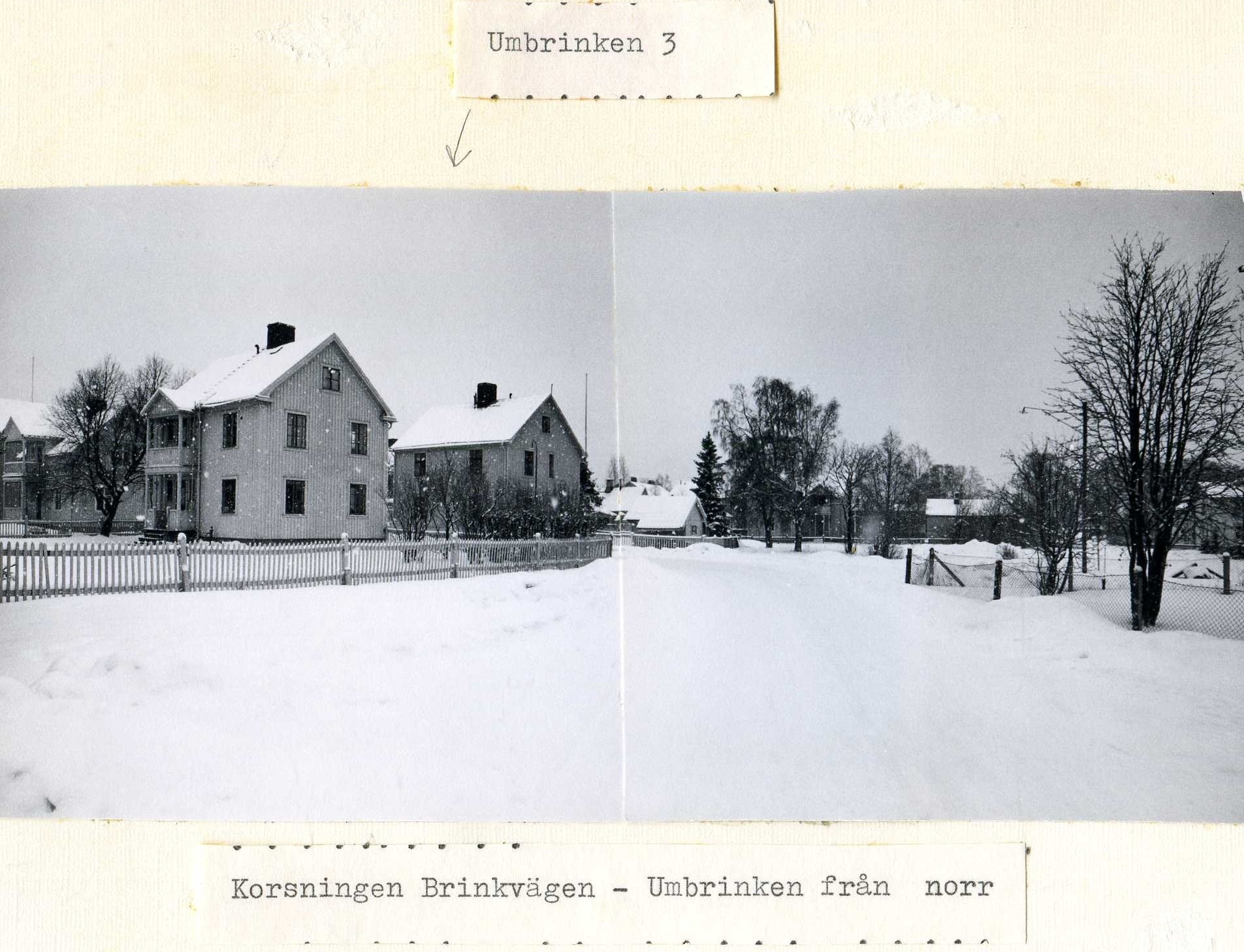 Korsningen Brinkvägen-Umbrinken från norr 1969