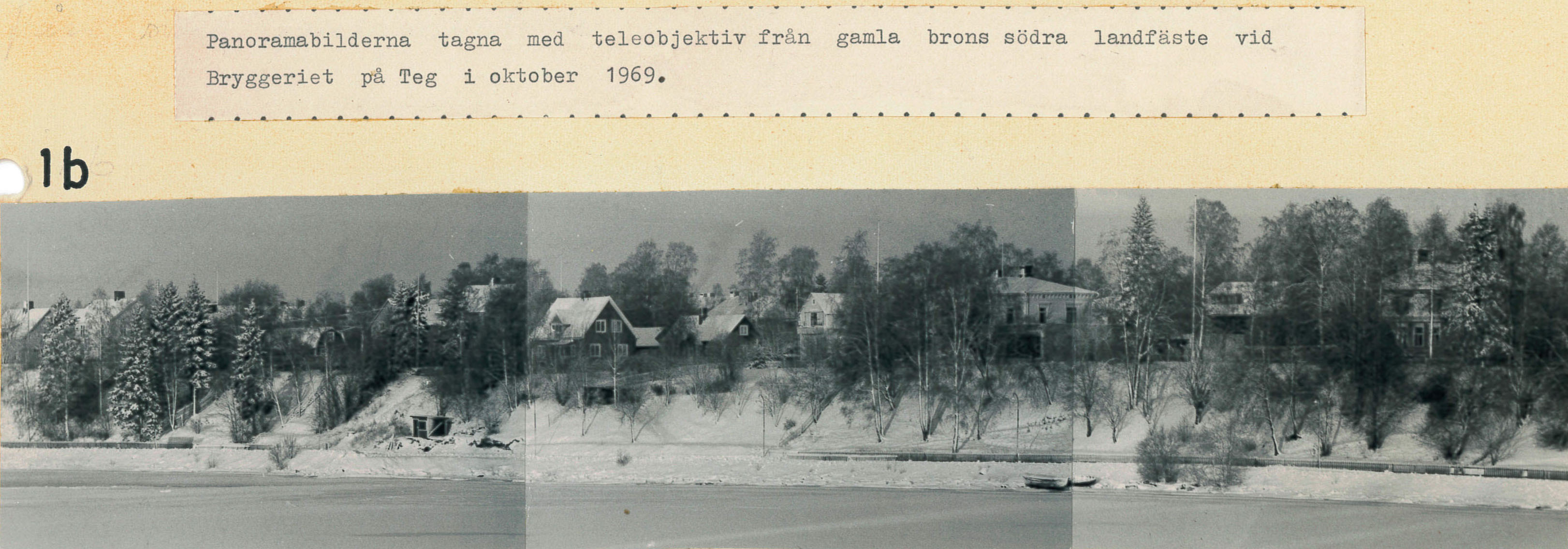 Panoramabild över Umeälvens strand nedom Brinkvägsområdet okt 1969
