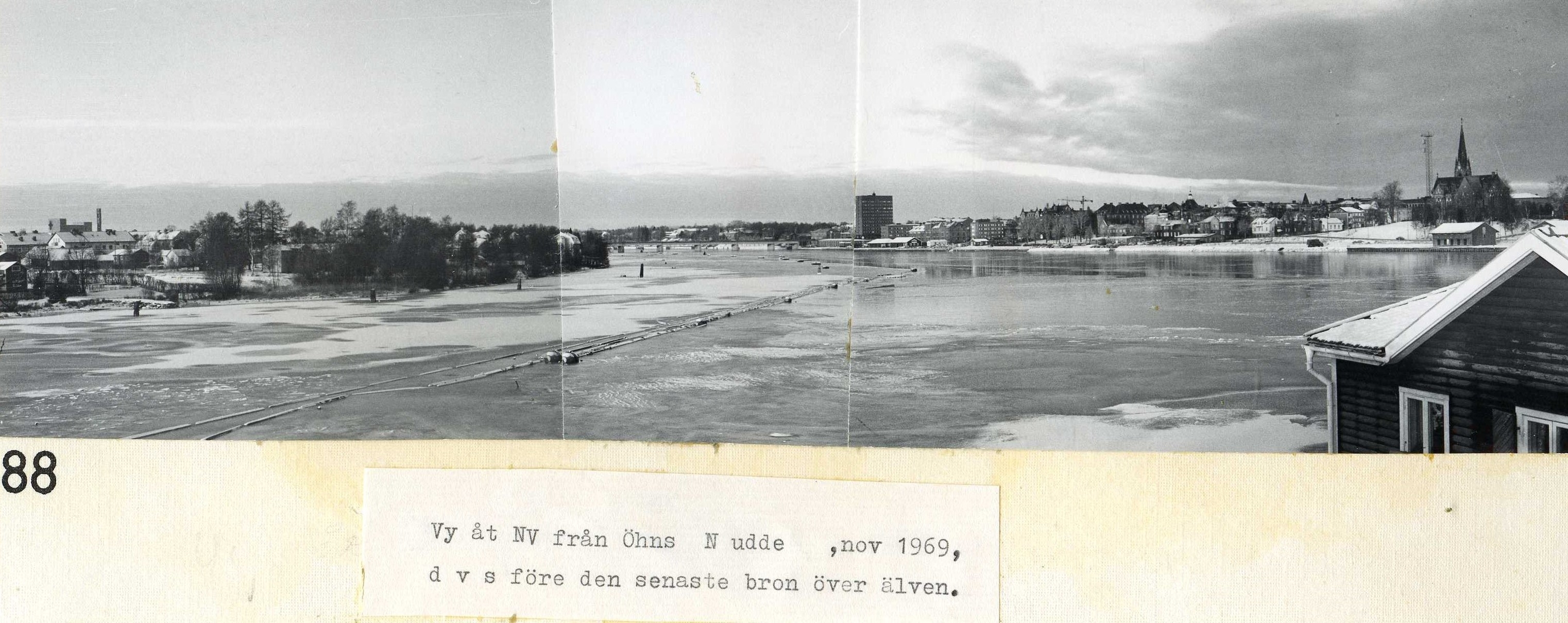 Vy åt nordväst över staden från Öhns norra udde nov 1969