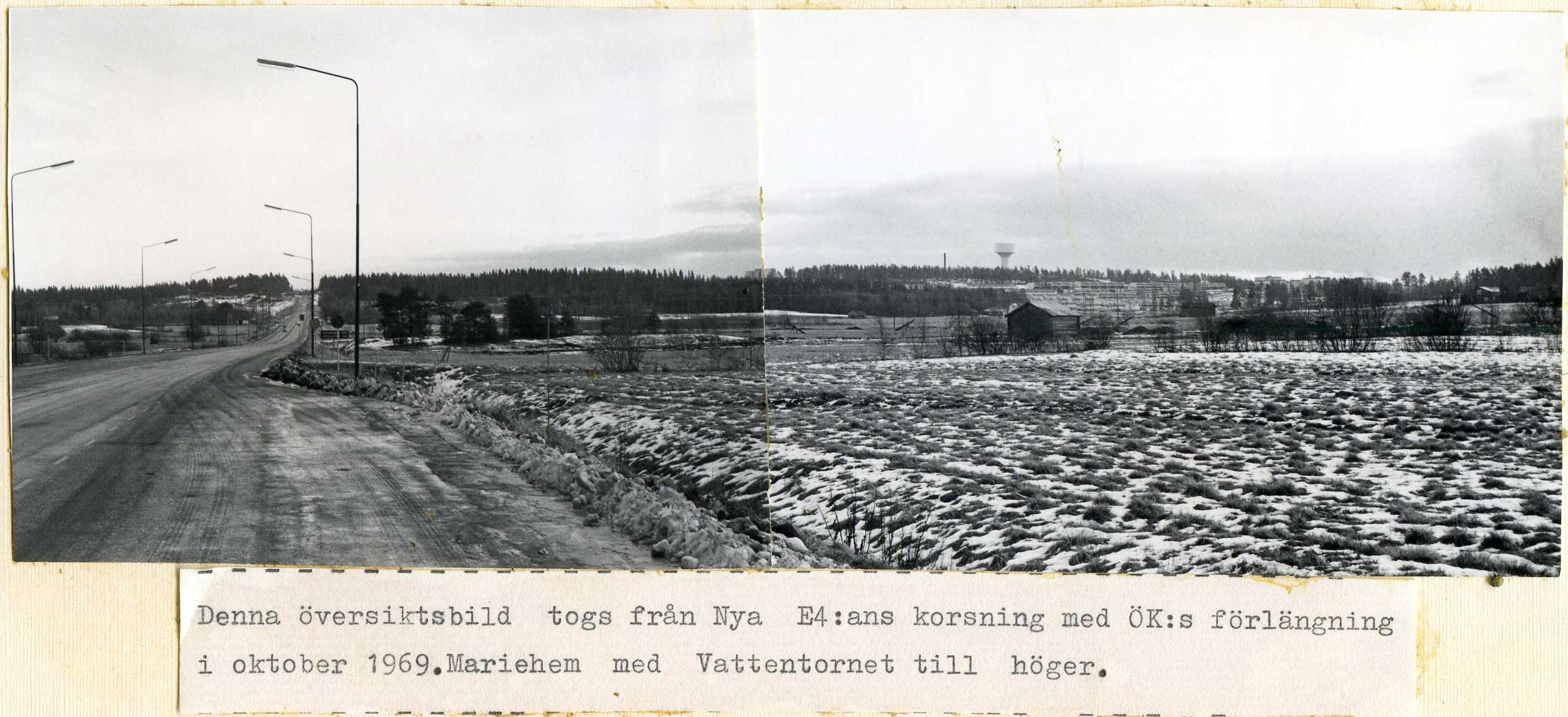 Vy från korsningen nya E4-Östra kyrkogatan okt 1969