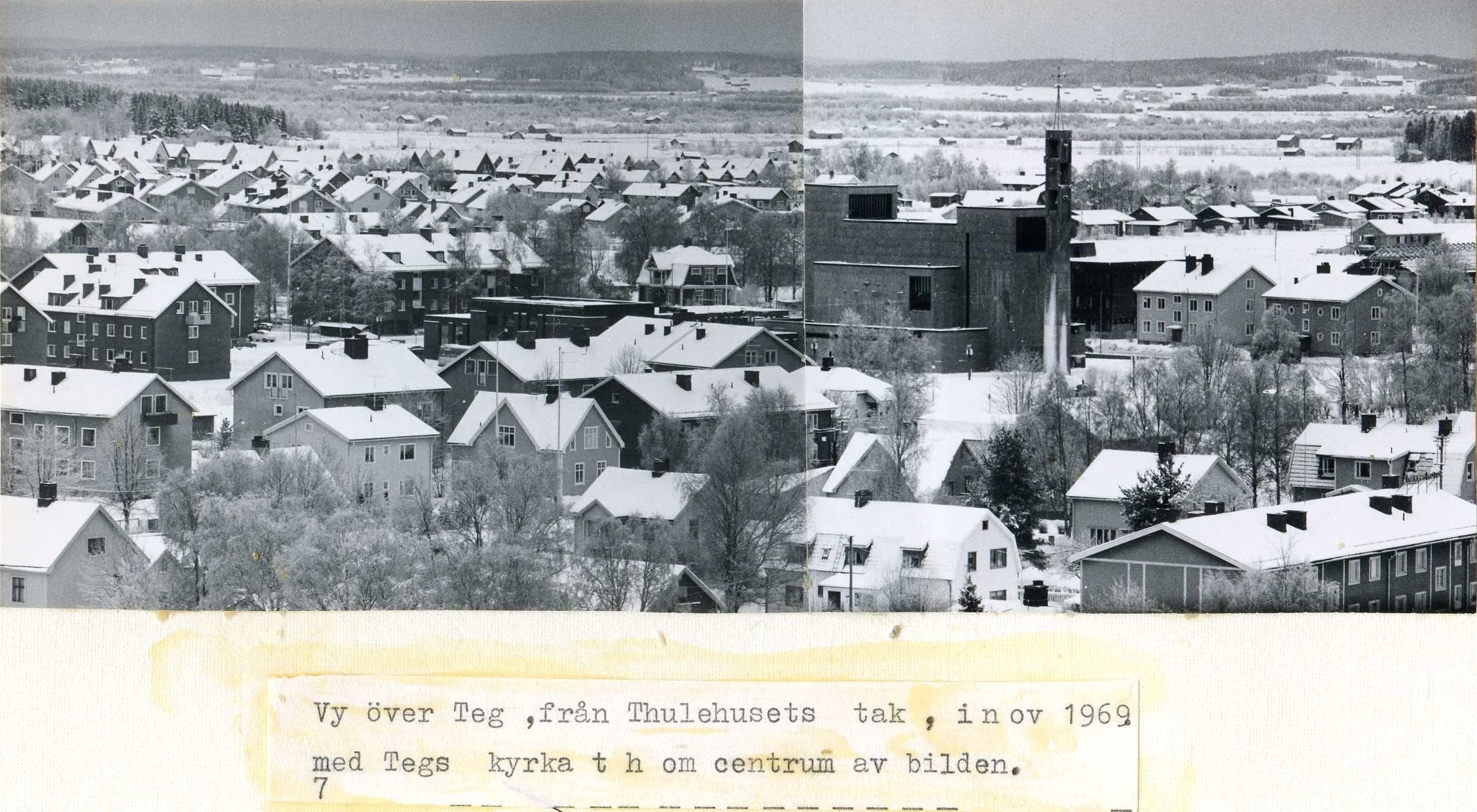 Vy över Teg från Thulehusets tak nov 1969