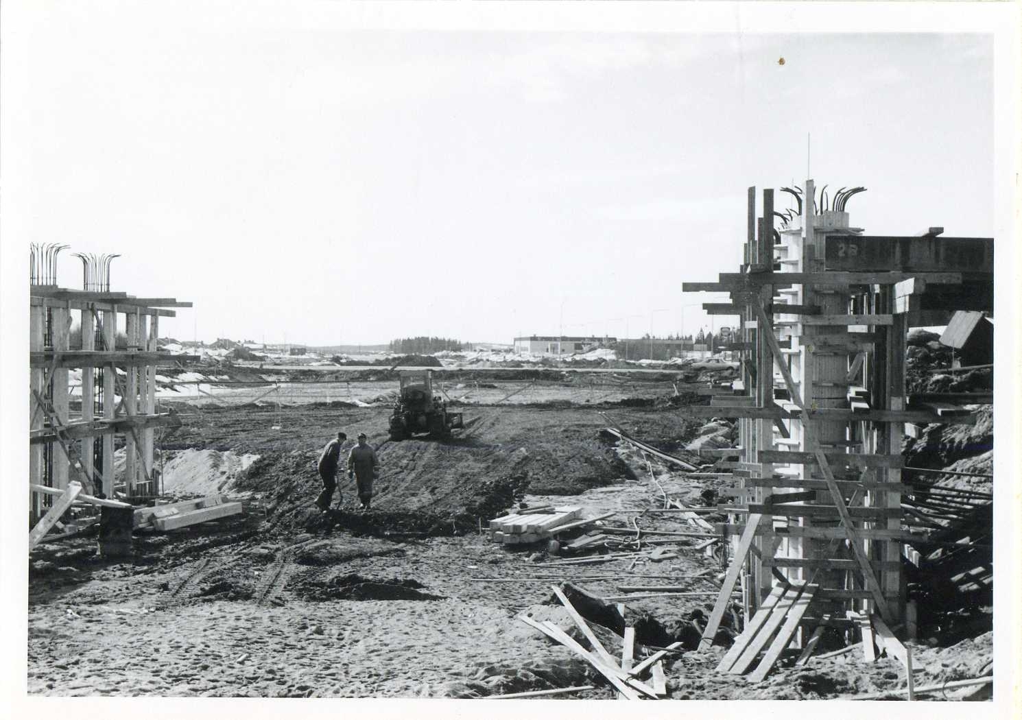 Brobygge vid Tegs centrum vår 1970