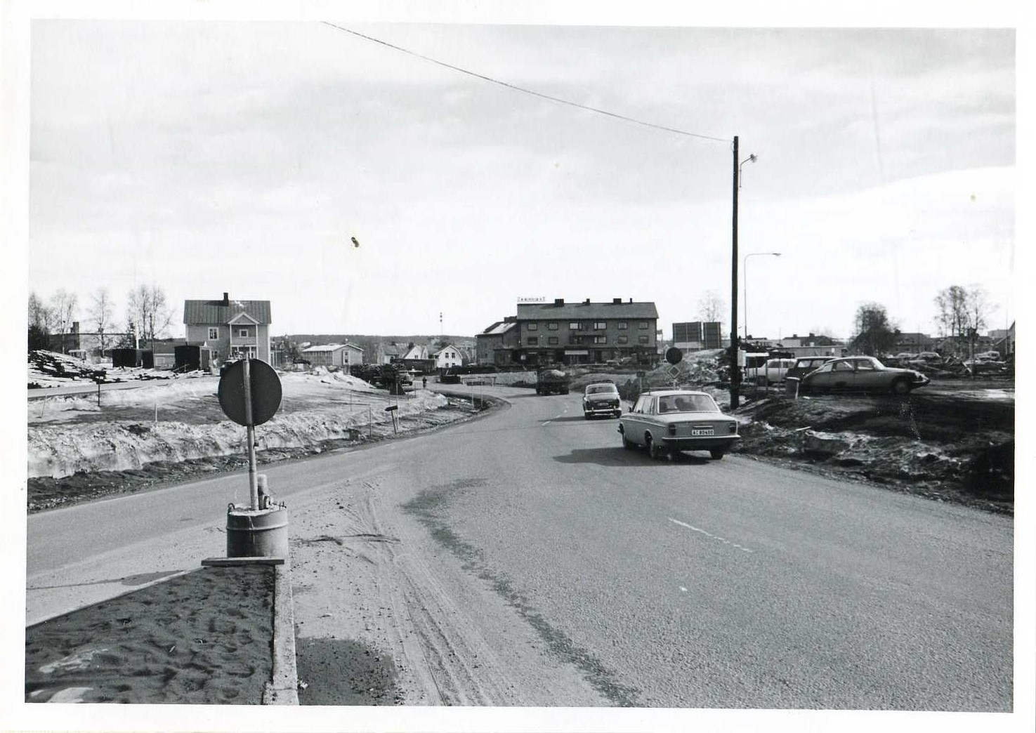 E4-bygget Tegs centrum vår 1970