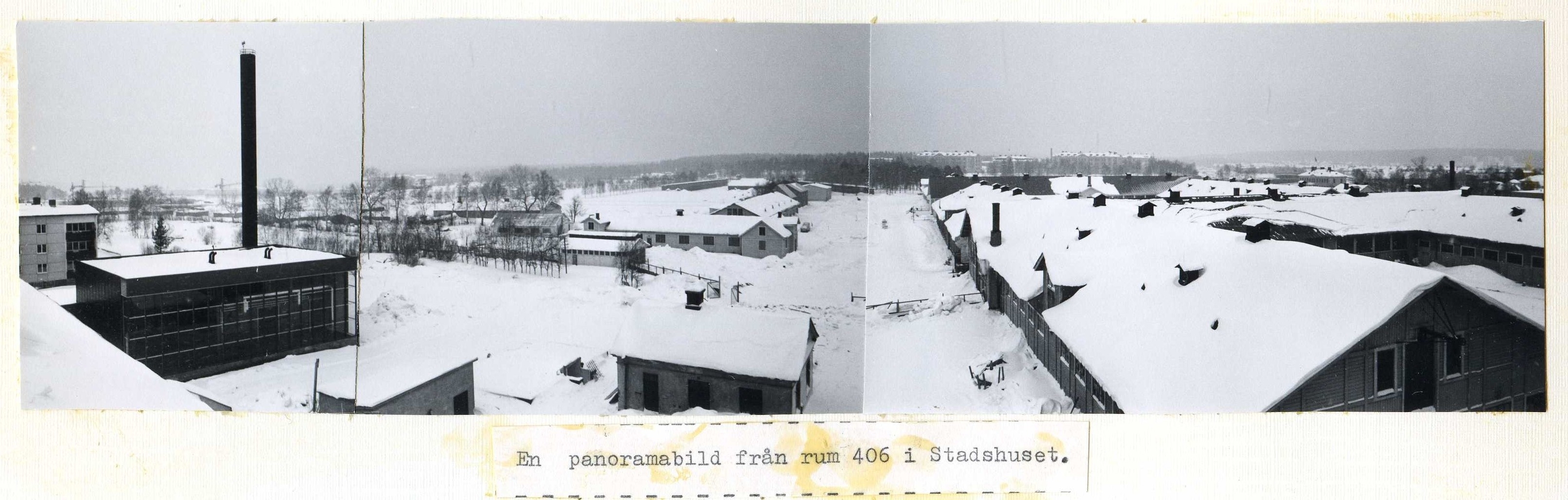 Panoramabild från rum 406 i stadshuset vinter 1970