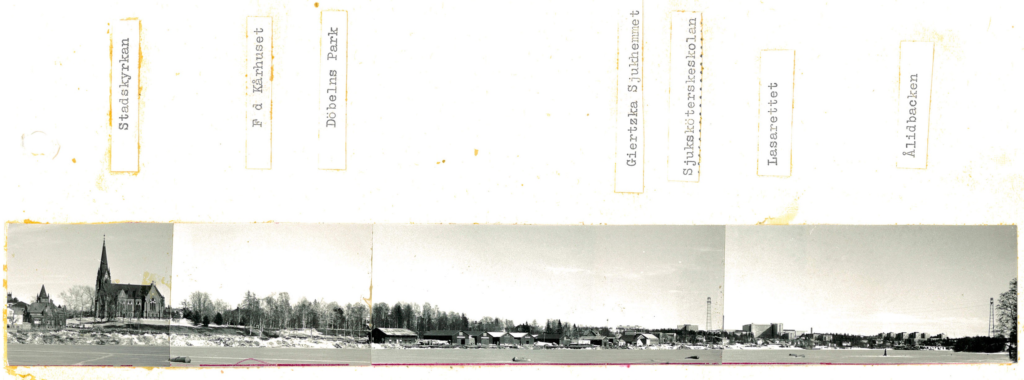 Panoramabild över staden från Teg 1970