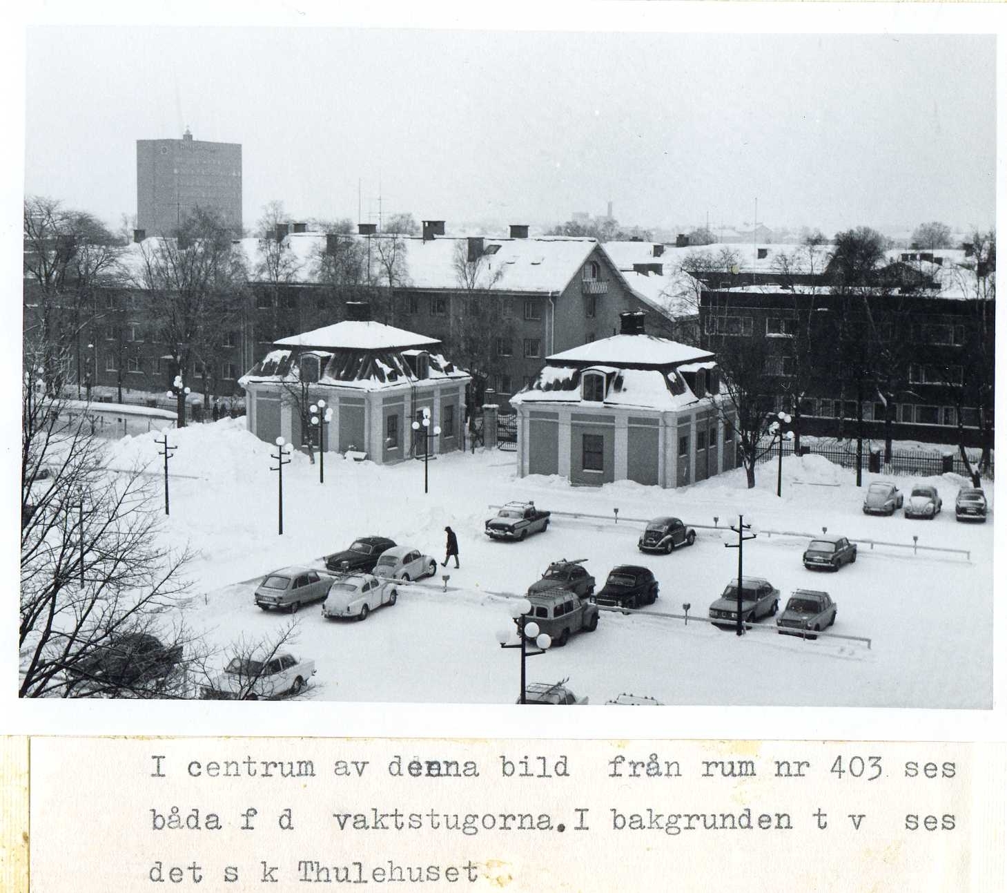 Vaktstugor vid nya stadshuset fd K4 vinter 1970