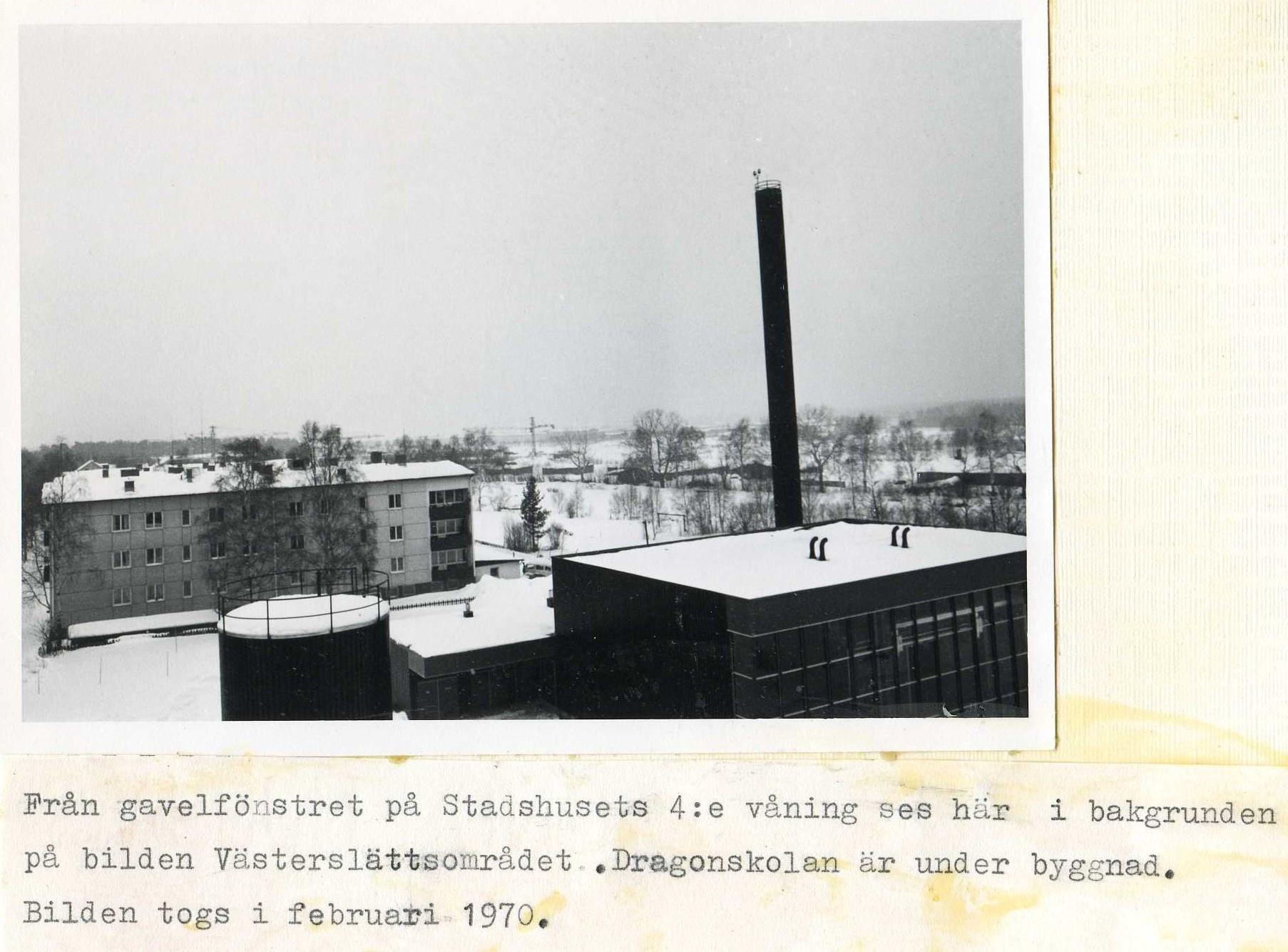 Vy från stadshusets 4e våning feb 1970