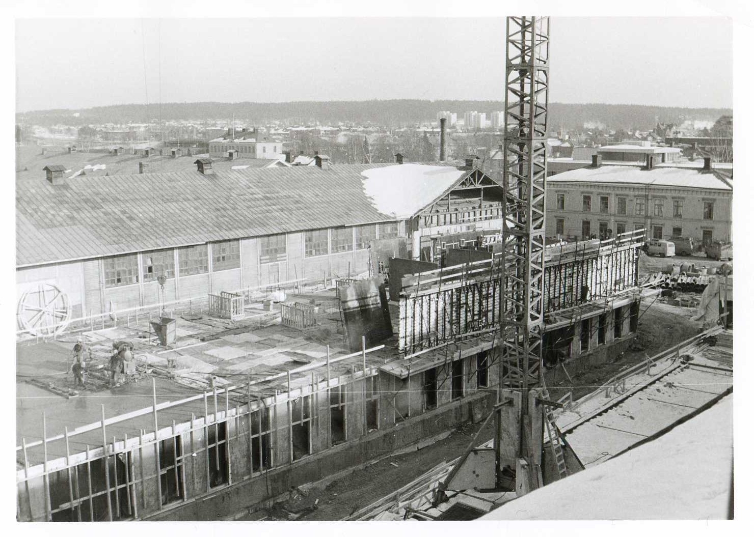 Annexet bakom stadshuset byggs mars 1973